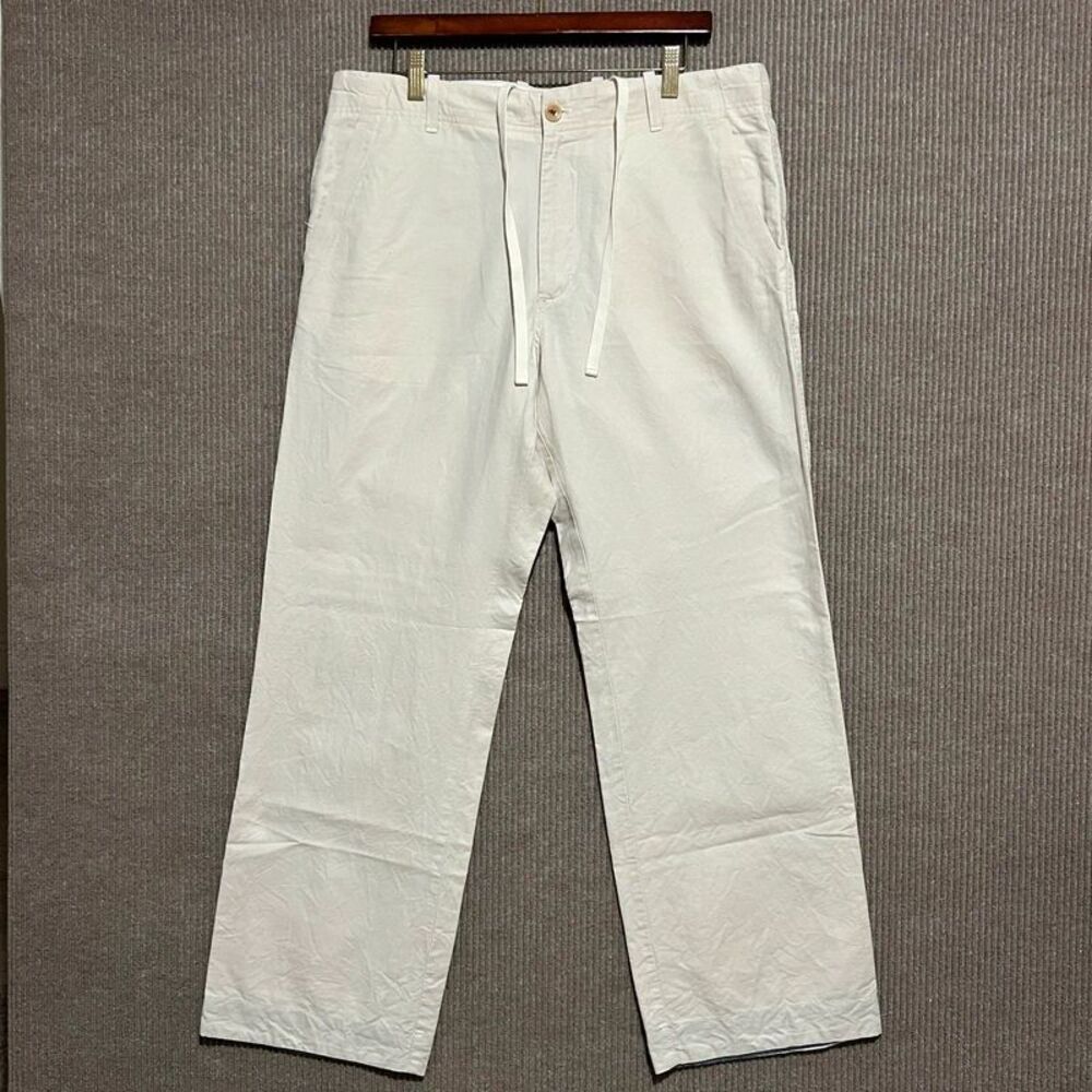 Banana Republic Relaxed Fit Pants Mens 34x32 White Linen Cotton Drawstring